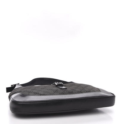 Gucci Denim Monogram Small Jackie O Hobo Black 4 of 12