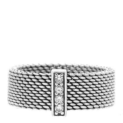 Tiffany Sterling Silver Diamond Somerset Mesh Ring 50 5.5 1 of 4