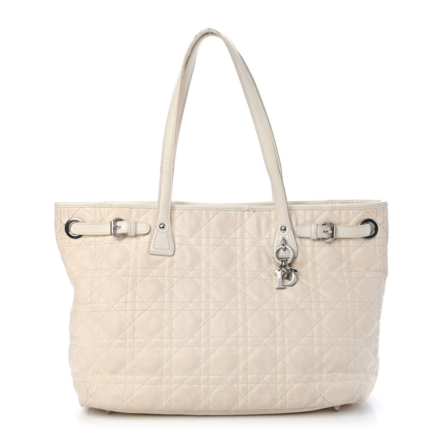Coated Canvas Cannage Small Panarea Tote White