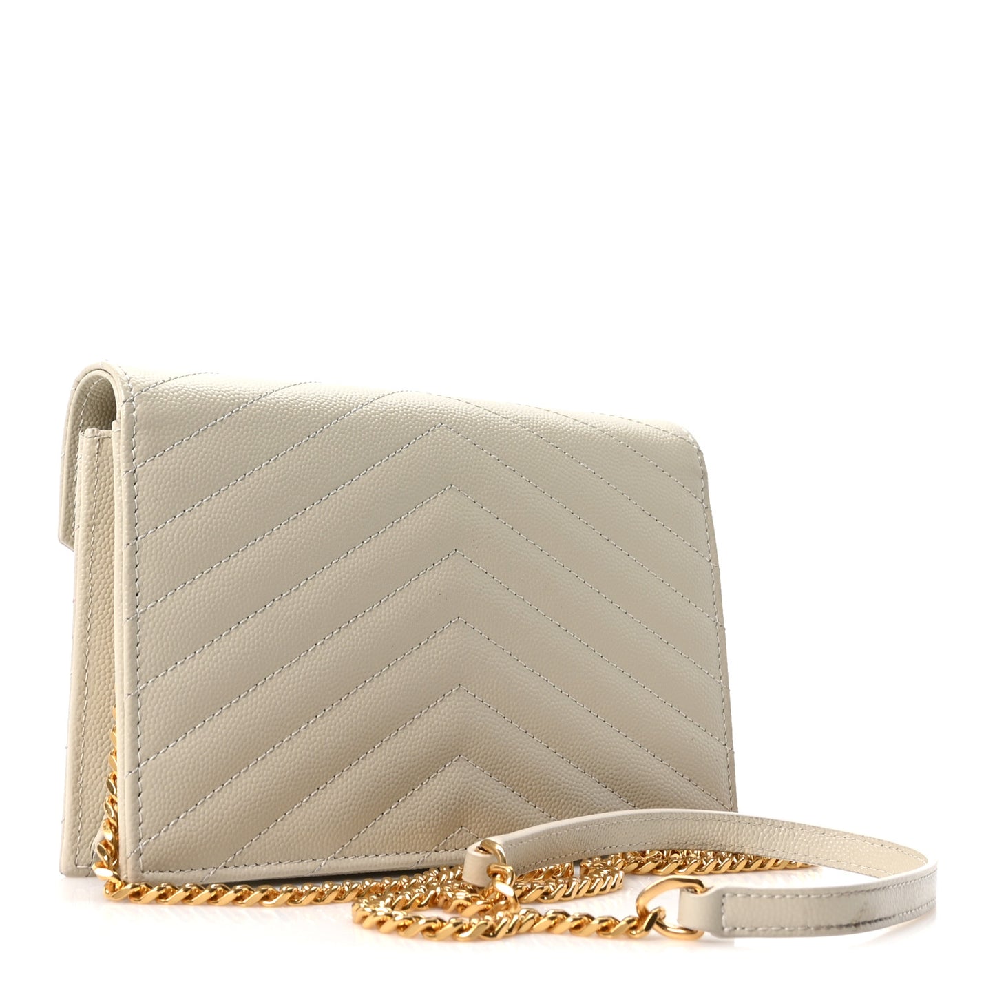 Grain De Poudre Matelasse Chevron Monogram Envelope Chain Wallet Crema Soft