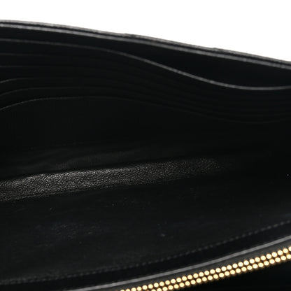Saint Laurent Grain De Poudre Matelasse Chevron Monogram Chain Wallet Black 5 of 9
