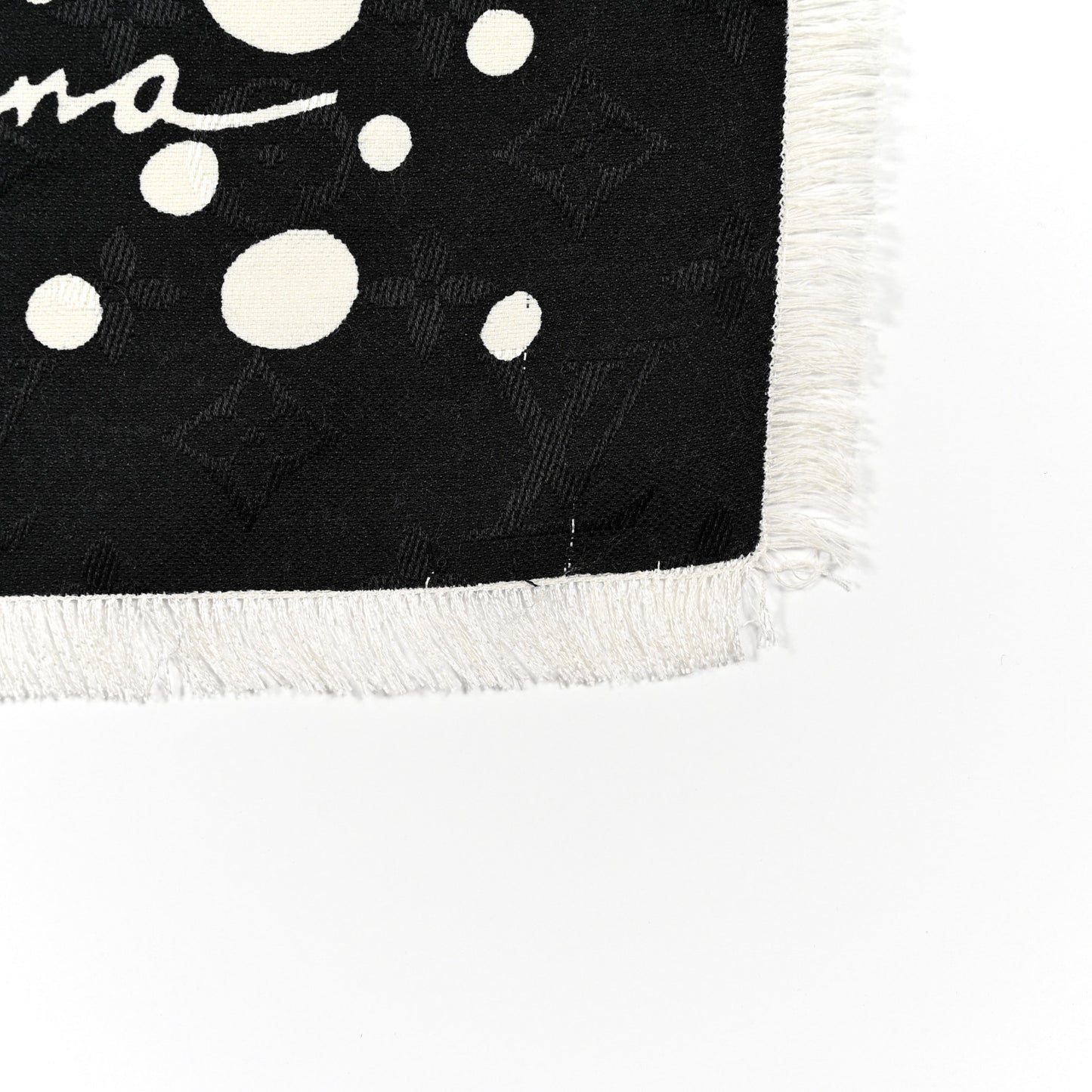 LV x YK Silk Wool Infinity Dots Shawl Black White