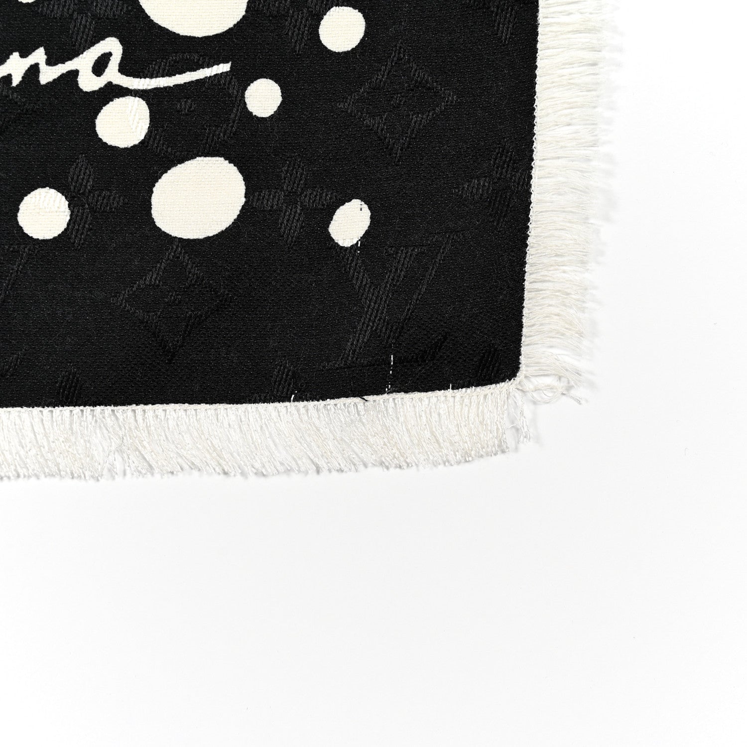 Louis Vuitton LV x YK Silk Wool Infinity Dots Shawl Black White 6 of 7