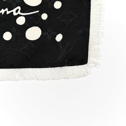 Louis Vuitton LV x YK Silk Wool Infinity Dots Shawl Black White 6 of 7
