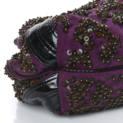 Fendi Patent Crispe Satin Sequins Zucca Studded Spy Purple Brown 8 of 9