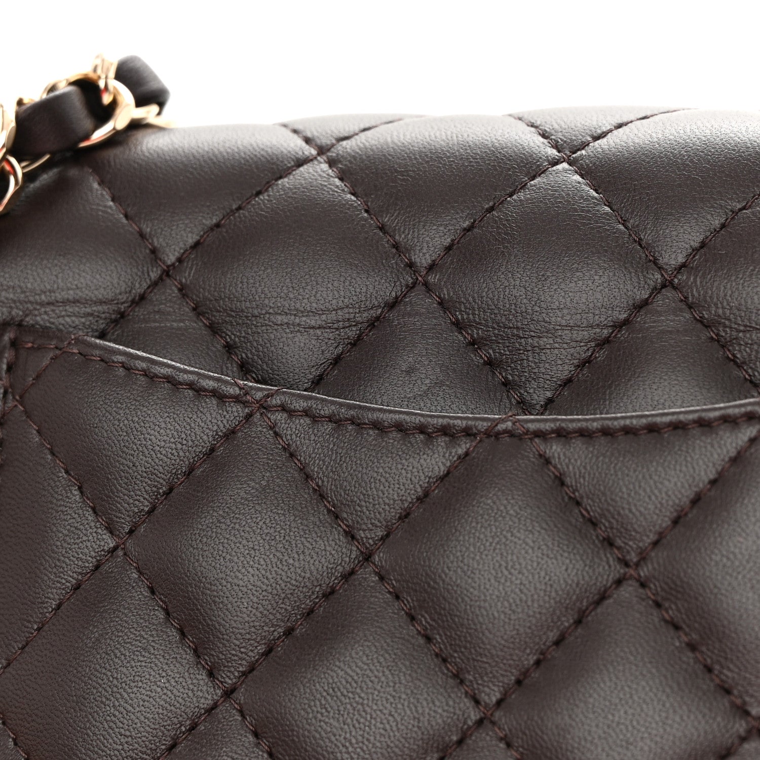 Chanel Lambskin Quilted Mini Rectangular Flap Dark Brown 14 of 16