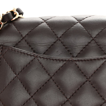 Chanel Lambskin Quilted Mini Rectangular Flap Dark Brown 14 of 16