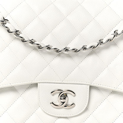 Chanel Caviar Quilted Jumbo Double Flap White 8 of 10
