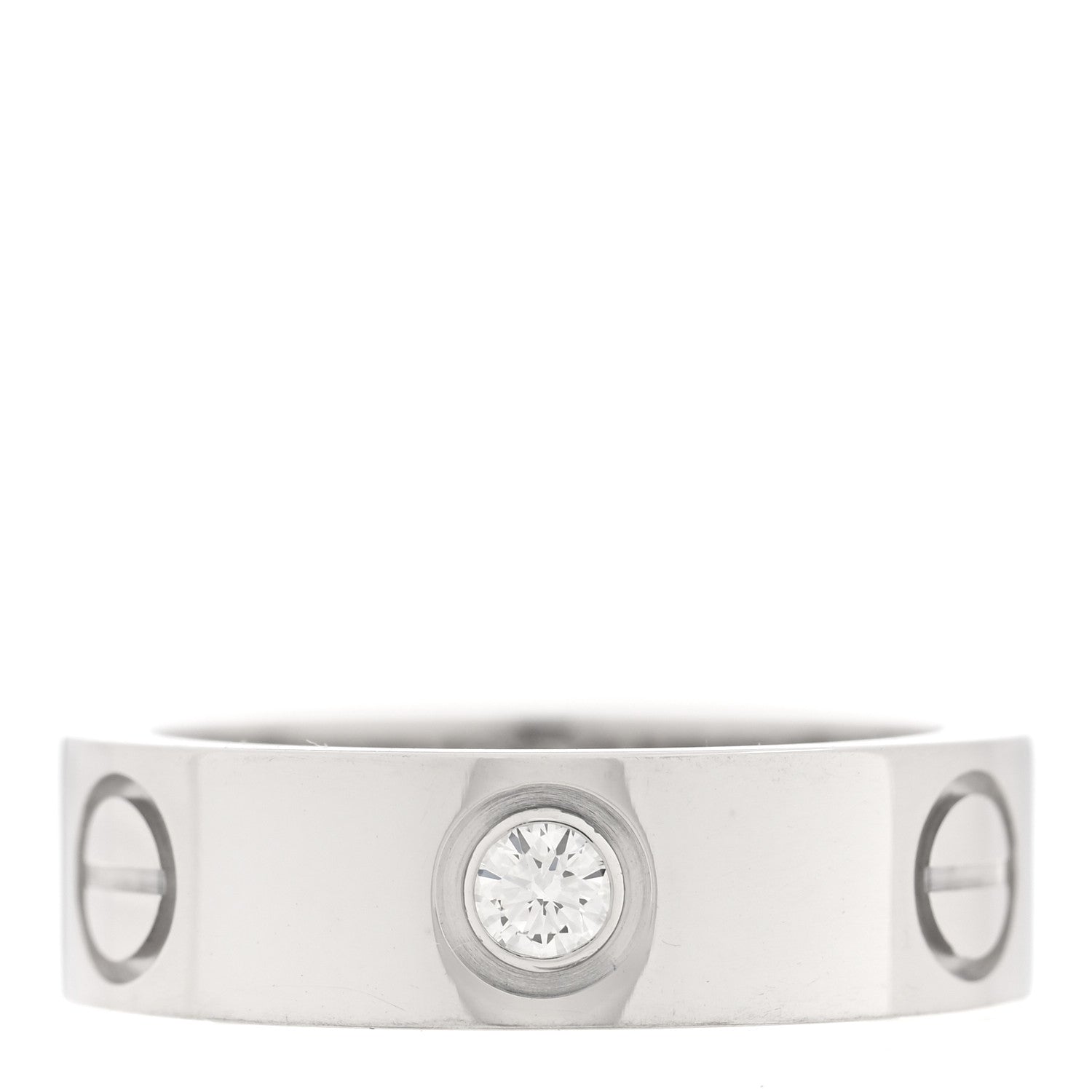 Cartier 18K White Gold 3 Diamond 5.5mm LOVE Ring 49 5 1 of 4