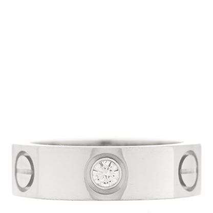 Cartier 18K White Gold 3 Diamond 5.5mm LOVE Ring 49 5 1 of 4