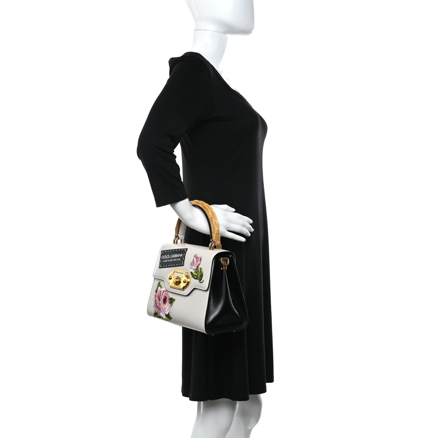 Calfskin Embroidered Welcome Satchel White