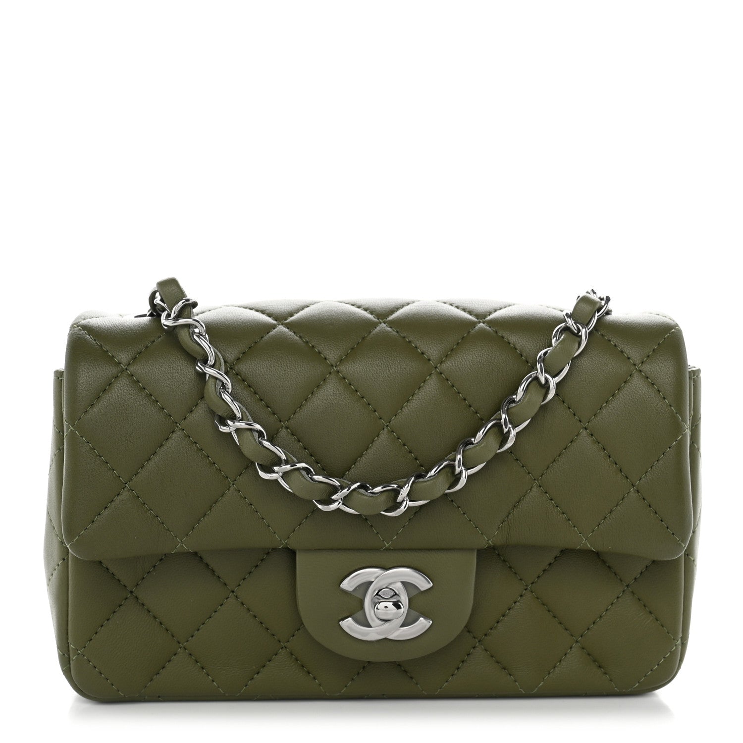 Chanel Lambskin Quilted Mini Rectangular Flap Green 1 of 10