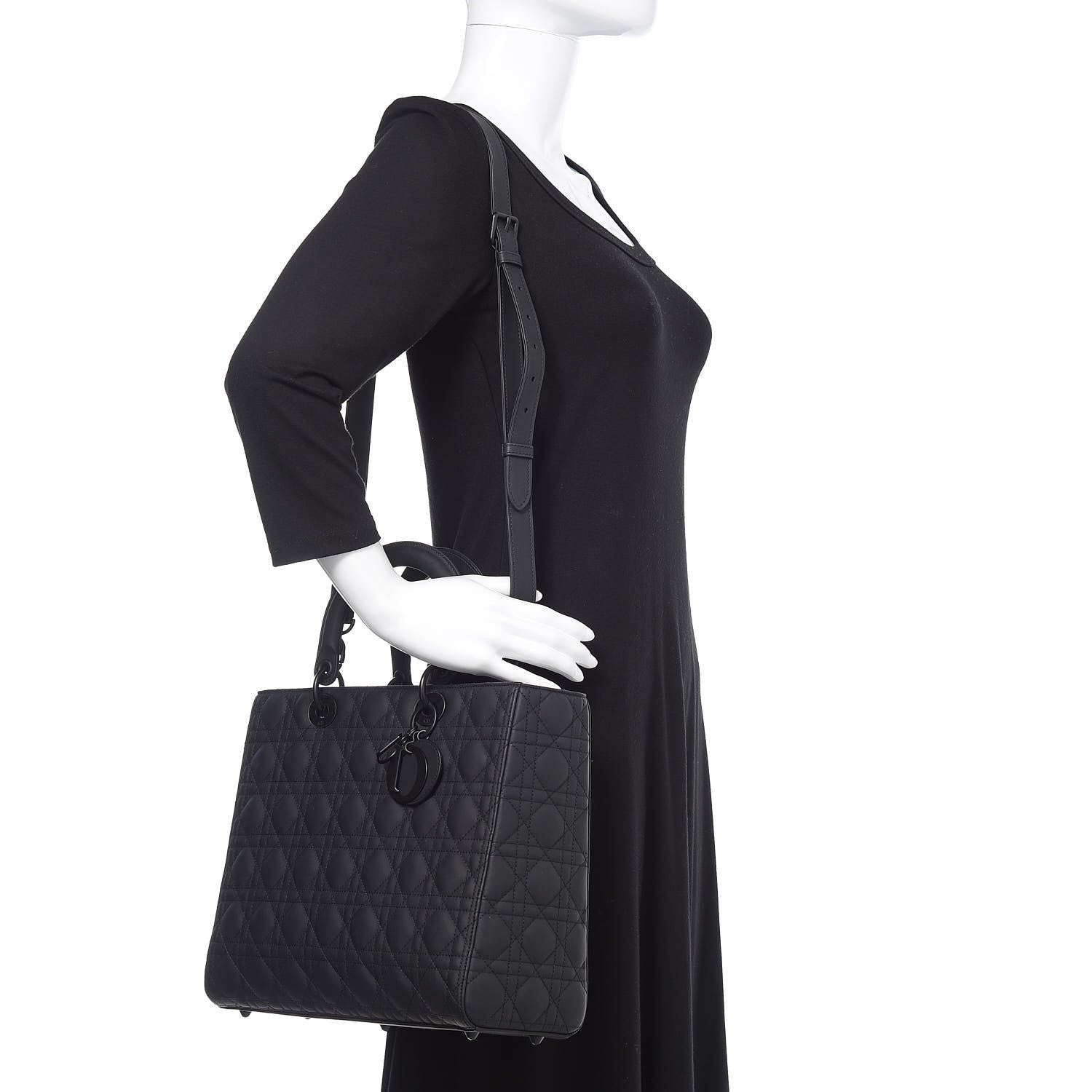 Christian Dior Ultra Matte Calfskin Cannage Large Lady Dior Black 2 of 11