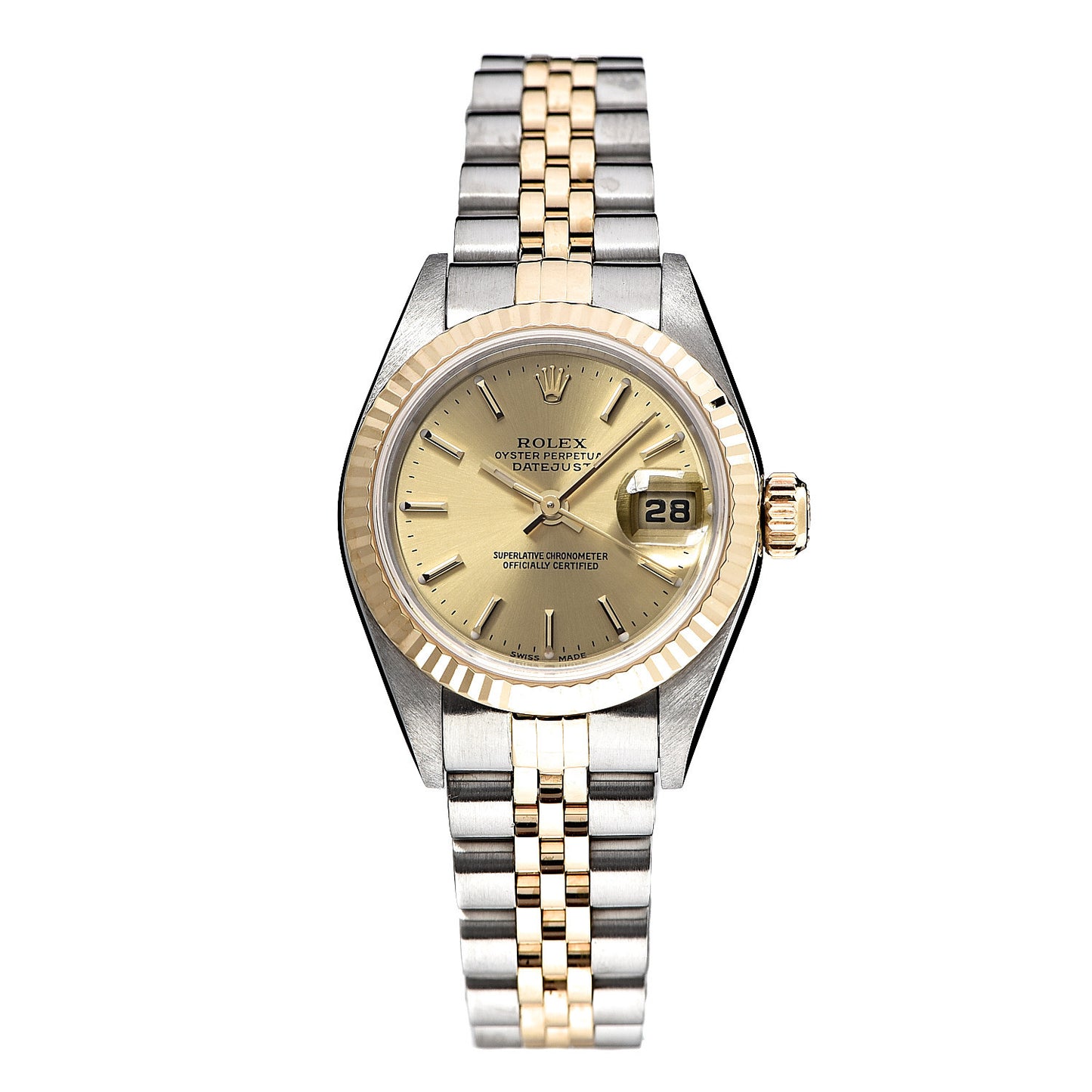 Stainless Steel 18K Yellow Gold 26mm Oyster Perpetual Datejust Watch Champagne 79173