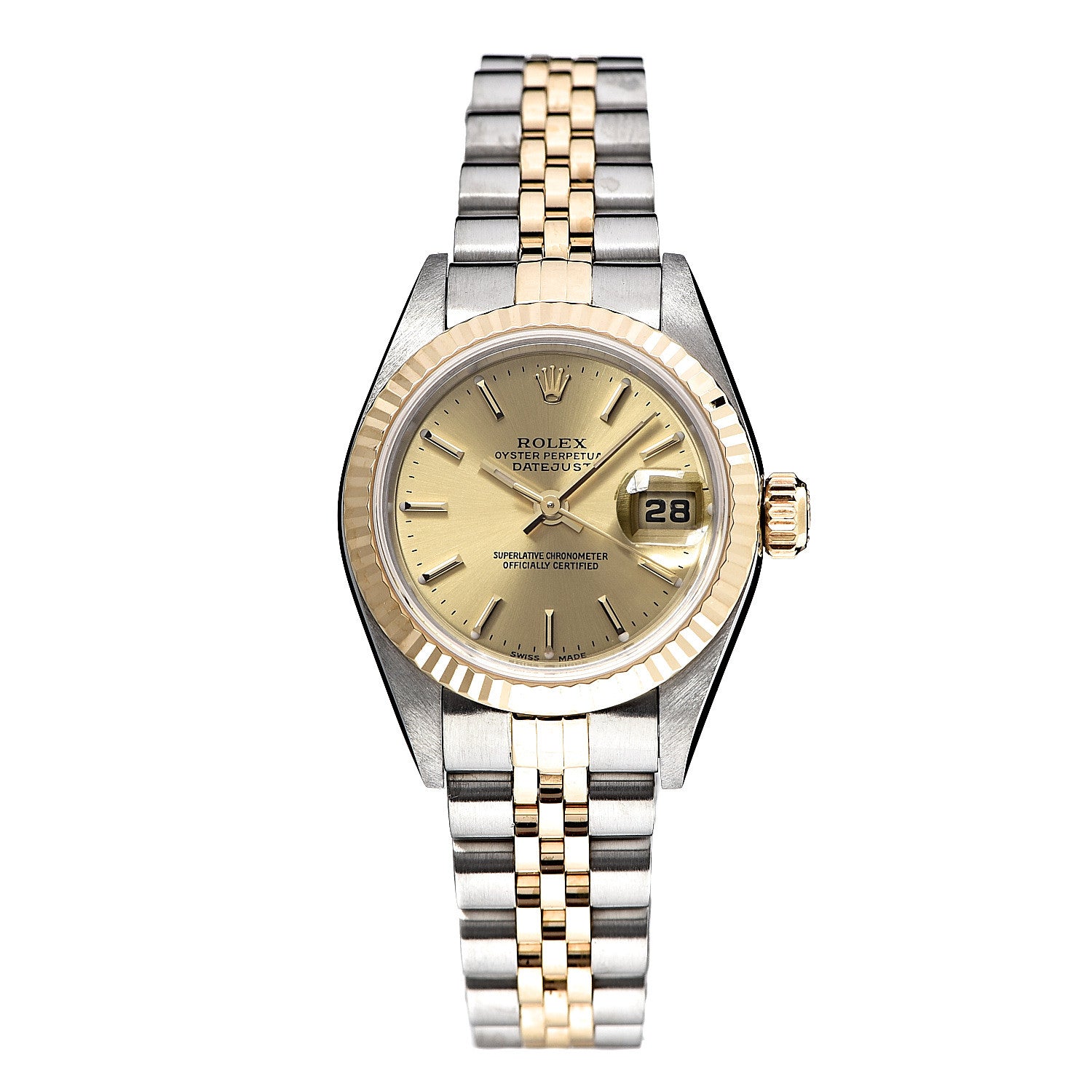 Rolex Stainless Steel 18K Yellow Gold 26mm Oyster Perpetual Datejust Watch Champagne 79173 1 of 5