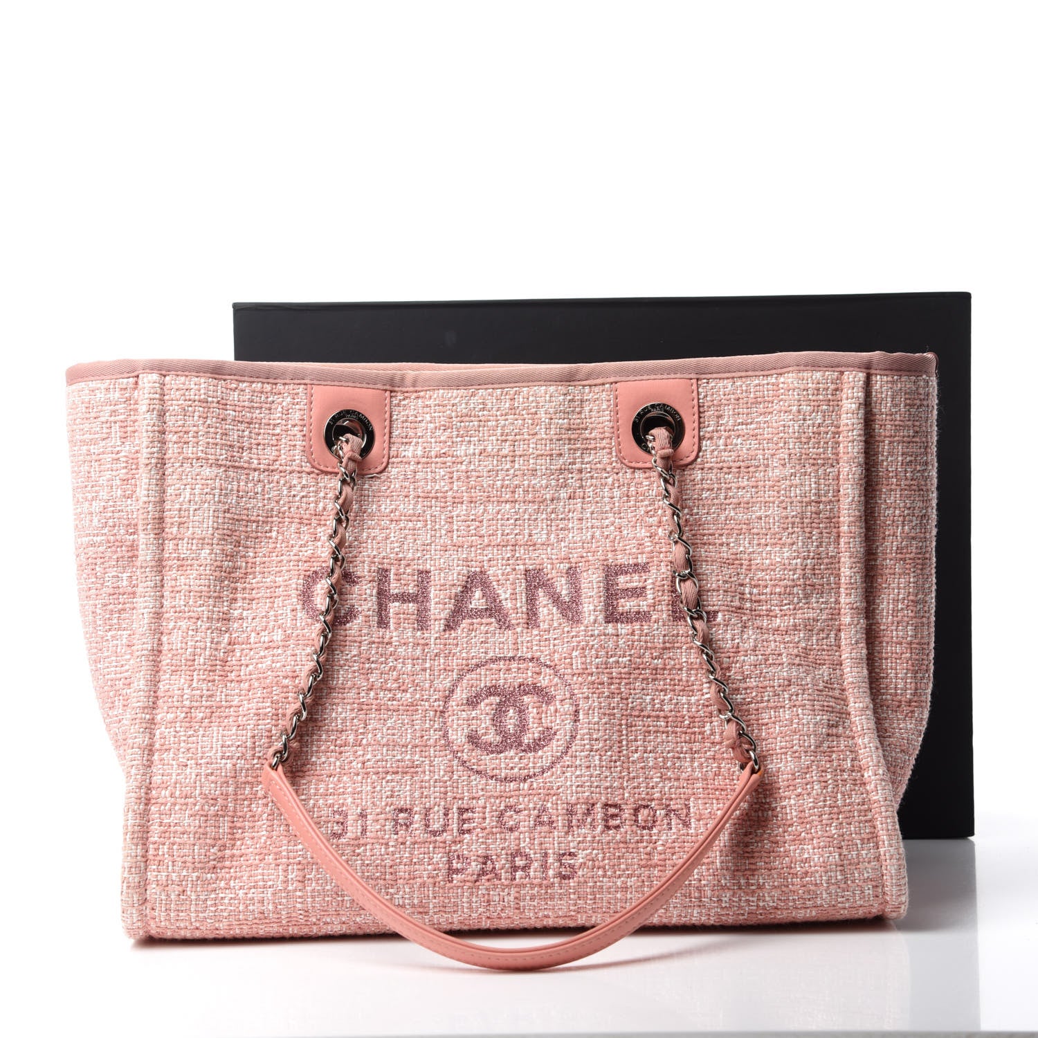 Chanel Straw Lurex Small Deauville Tote Pink 11 of 11