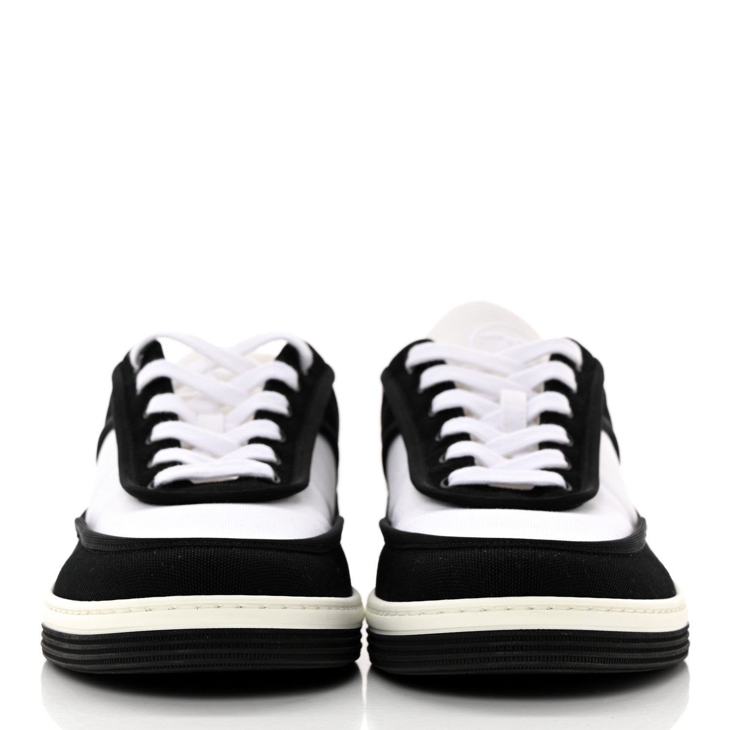 Chanel Fabric Womens Logo Sneakers 39.5 Black White 2 of 10