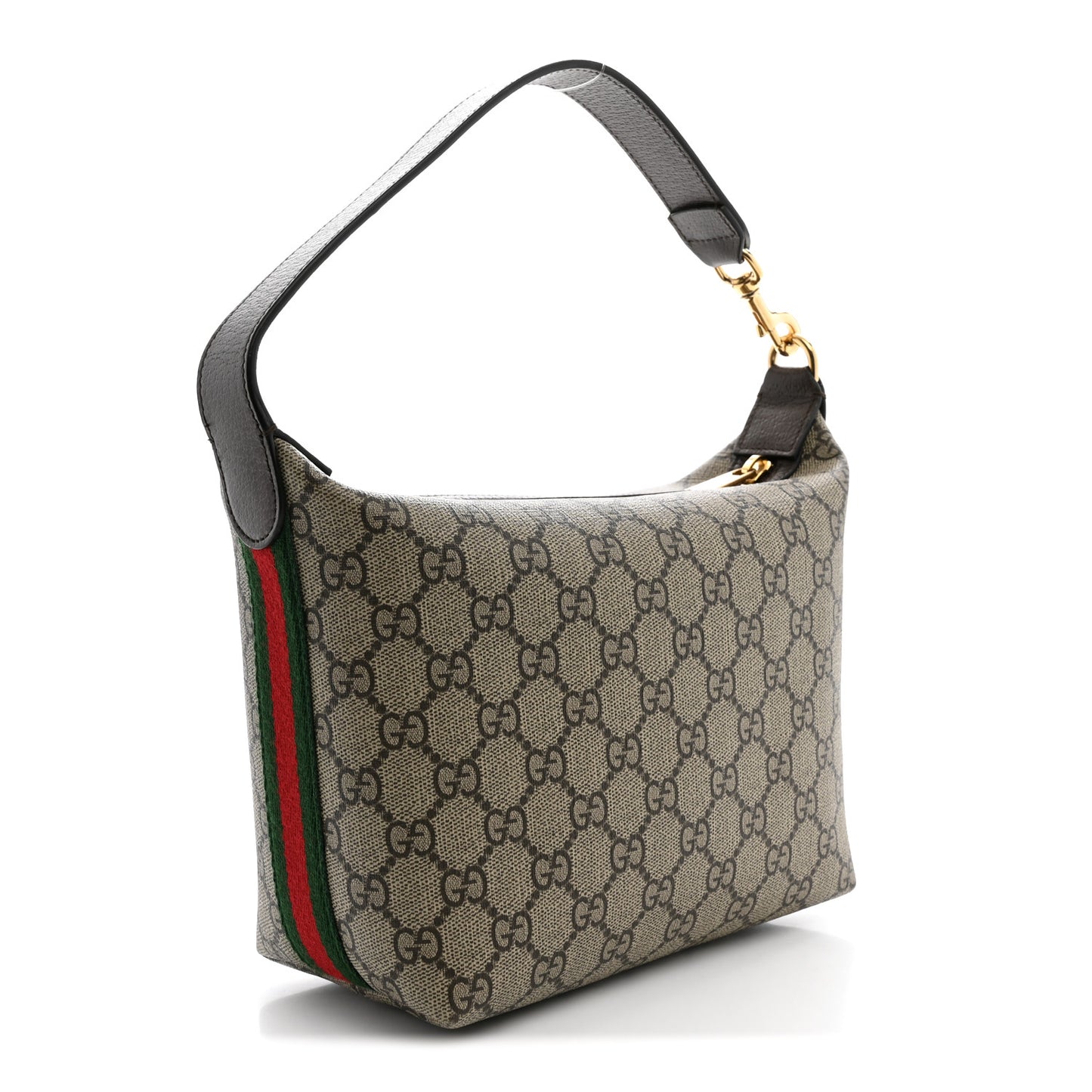 GG Supreme Monogram Textured Calfskin Web Super Mini Ophidia Shoulder Bag Beige Ebony New Acero