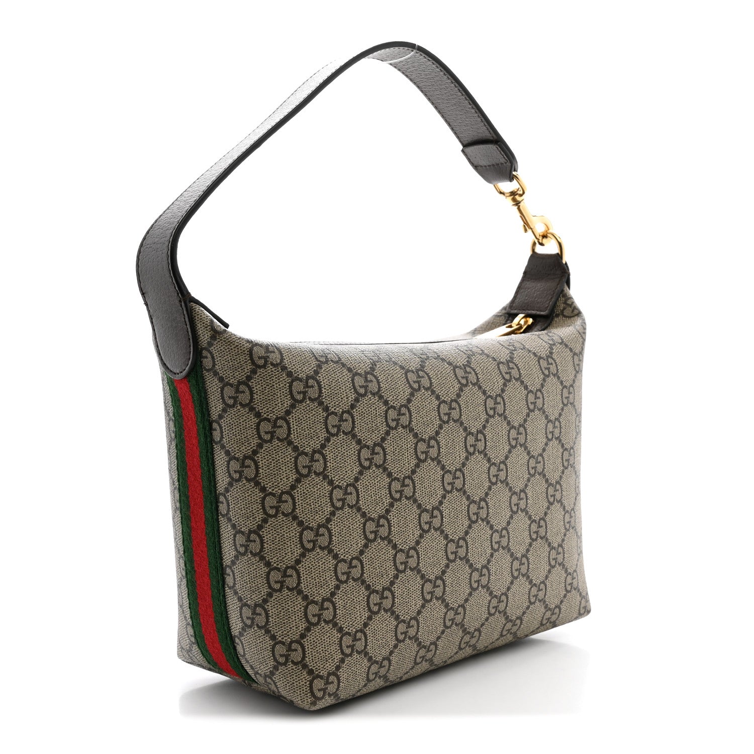 Gucci GG Supreme Monogram Textured Calfskin Web Super Mini Ophidia Shoulder Bag Beige Ebony New Acero 2 of 9
