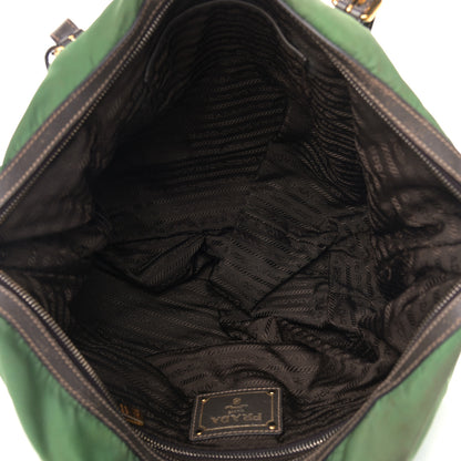 Prada Saffiano Tessuto Nylon Shopping Tote Green Brown 5 of 24