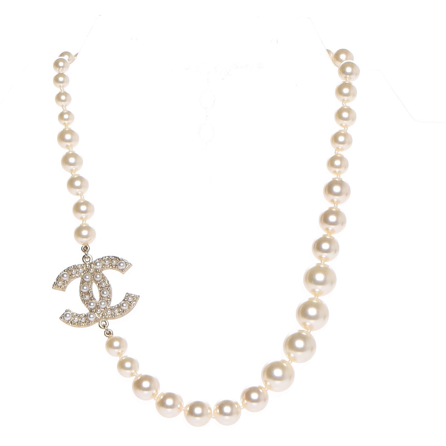 Graduated Pearl CC Short Necklace Gold