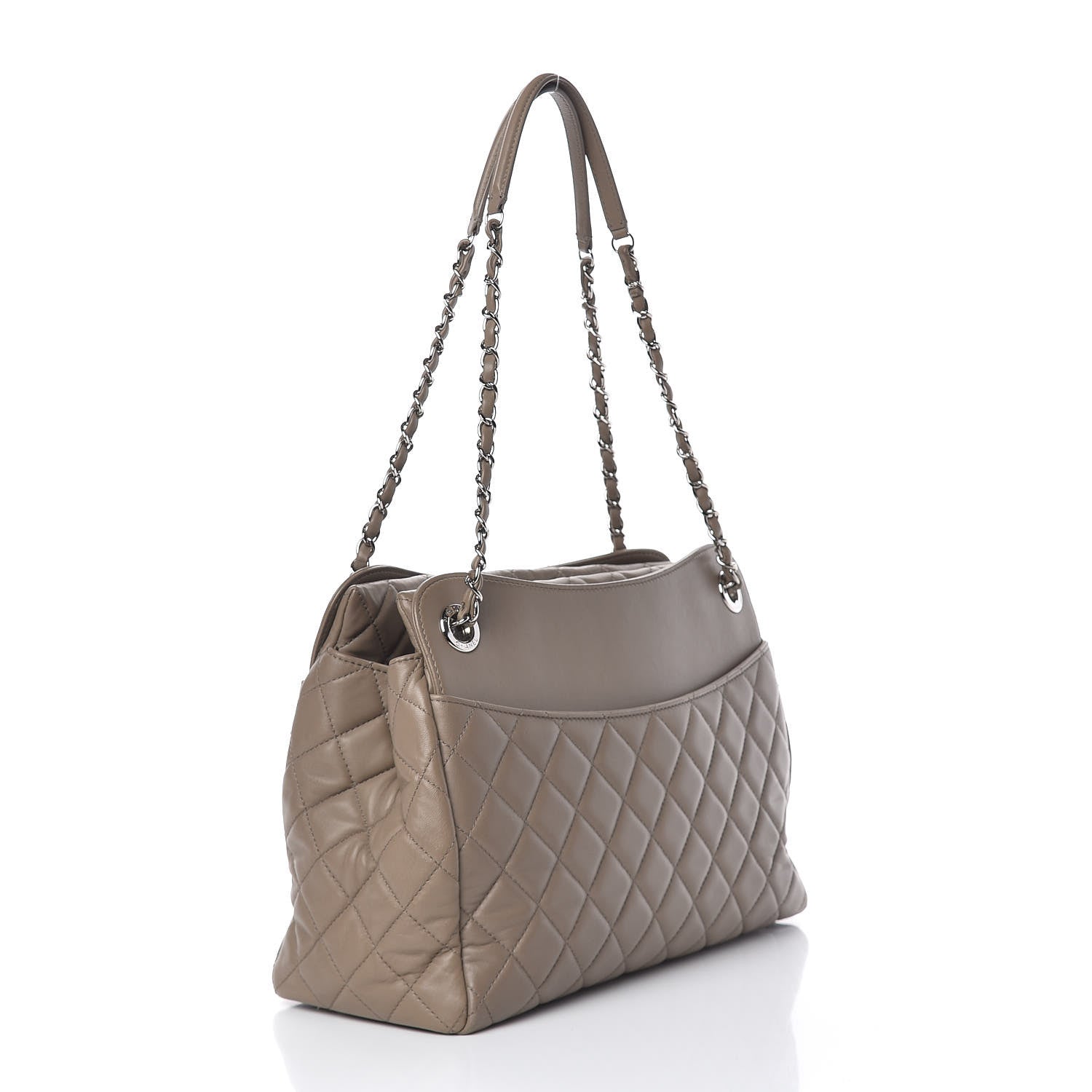 Chanel Lambskin Quilted Large 7 Tote Taupe 3 of 13