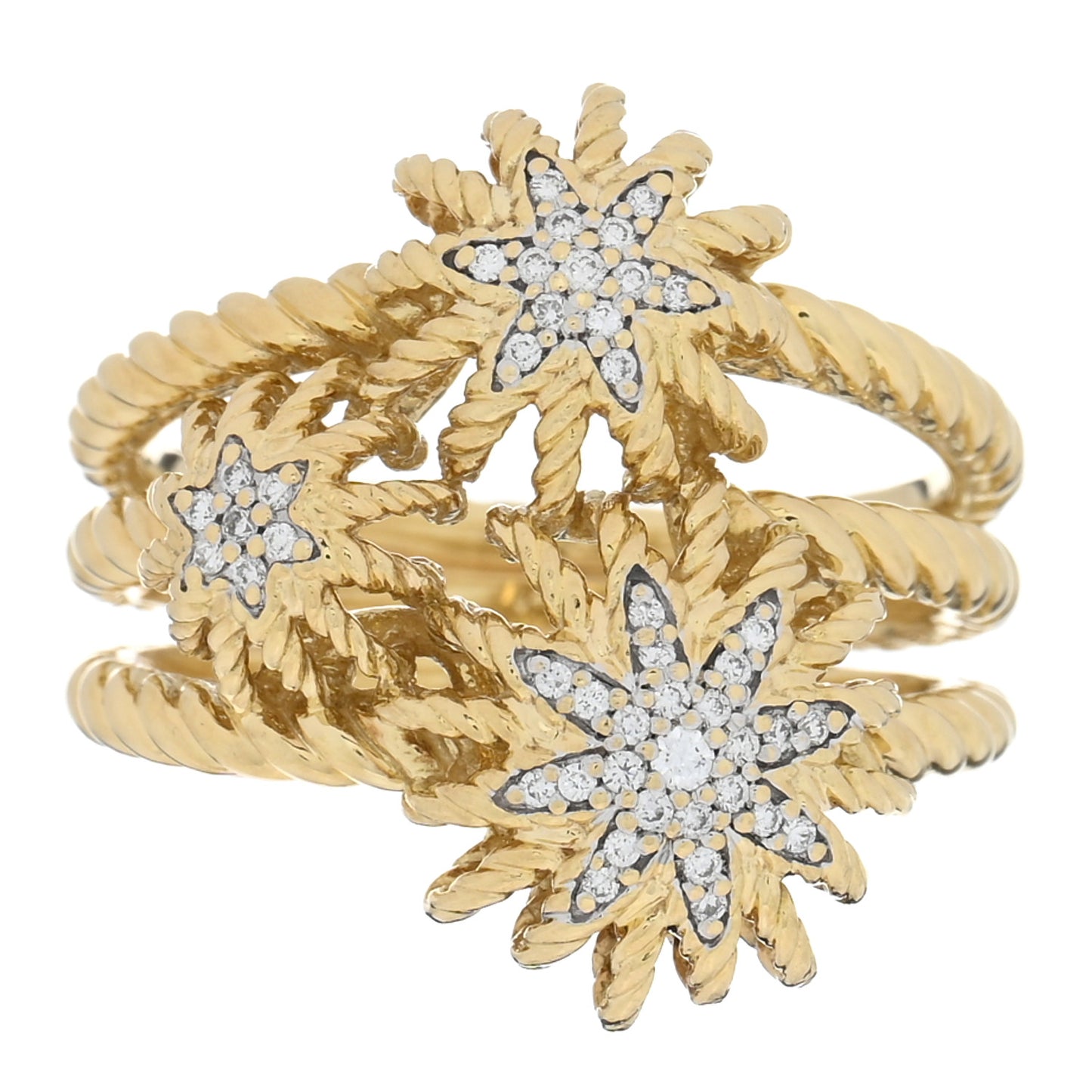 18K Yellow Gold Diamond Starburst Cluster Ring 55 7.25