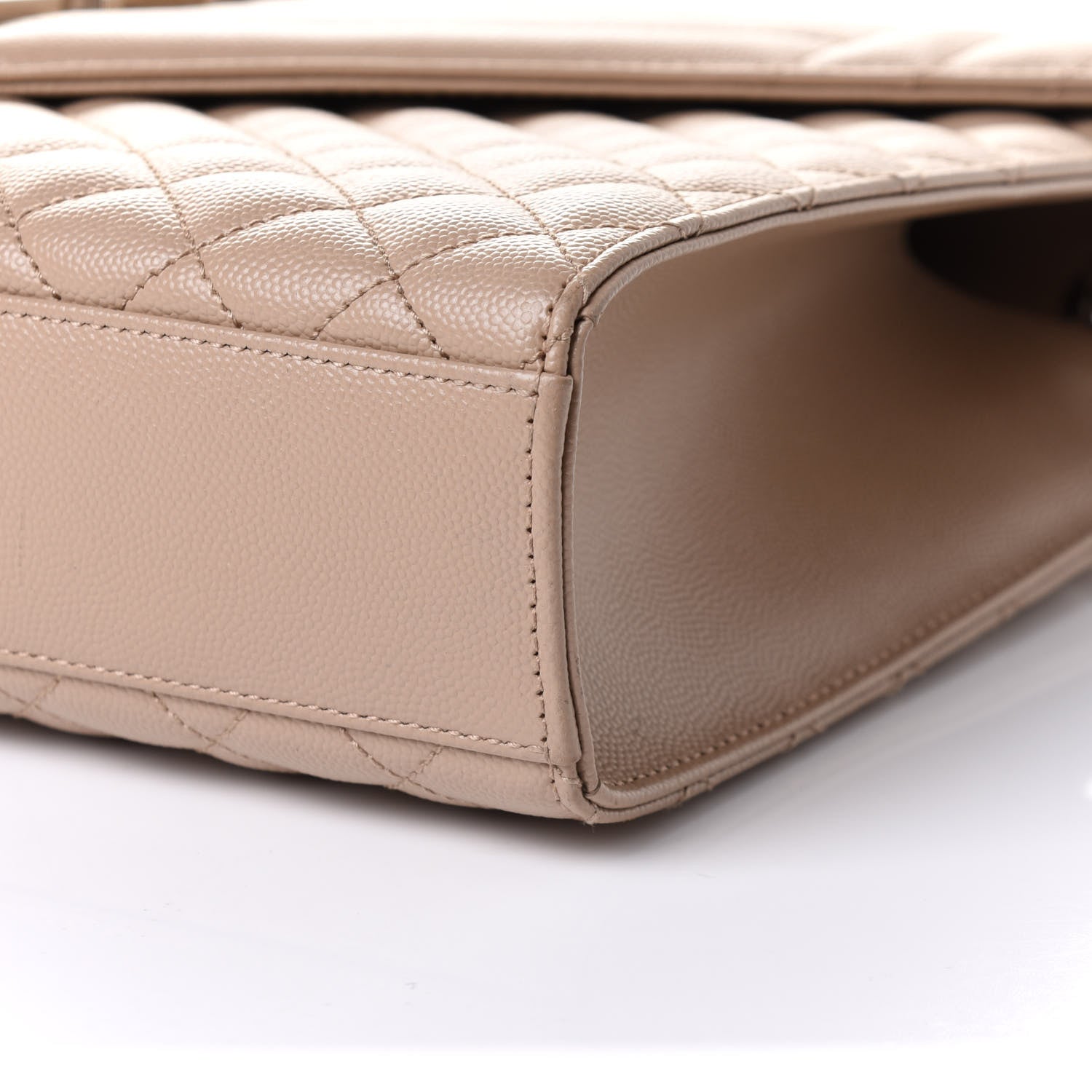 Saint Laurent Grain De Poudre Large Tri-Quilt Monogram Satchel Dark Beige 9 of 9
