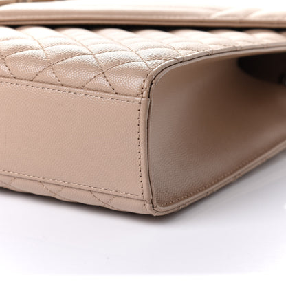 Saint Laurent Grain De Poudre Large Tri-Quilt Monogram Satchel Dark Beige 9 of 9