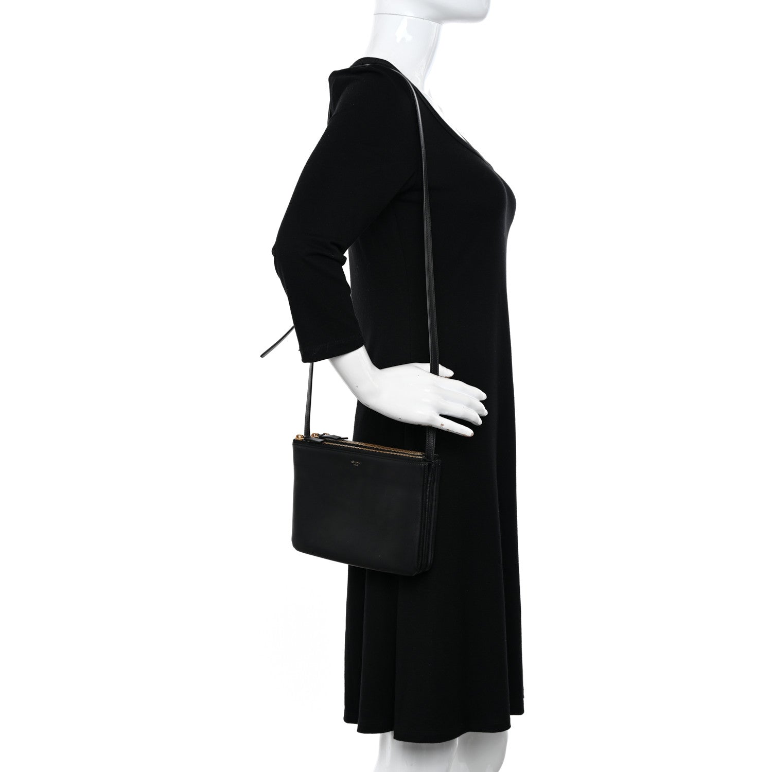 Celine Lambskin Small Trio Crossbody Bag Black 2 of 11