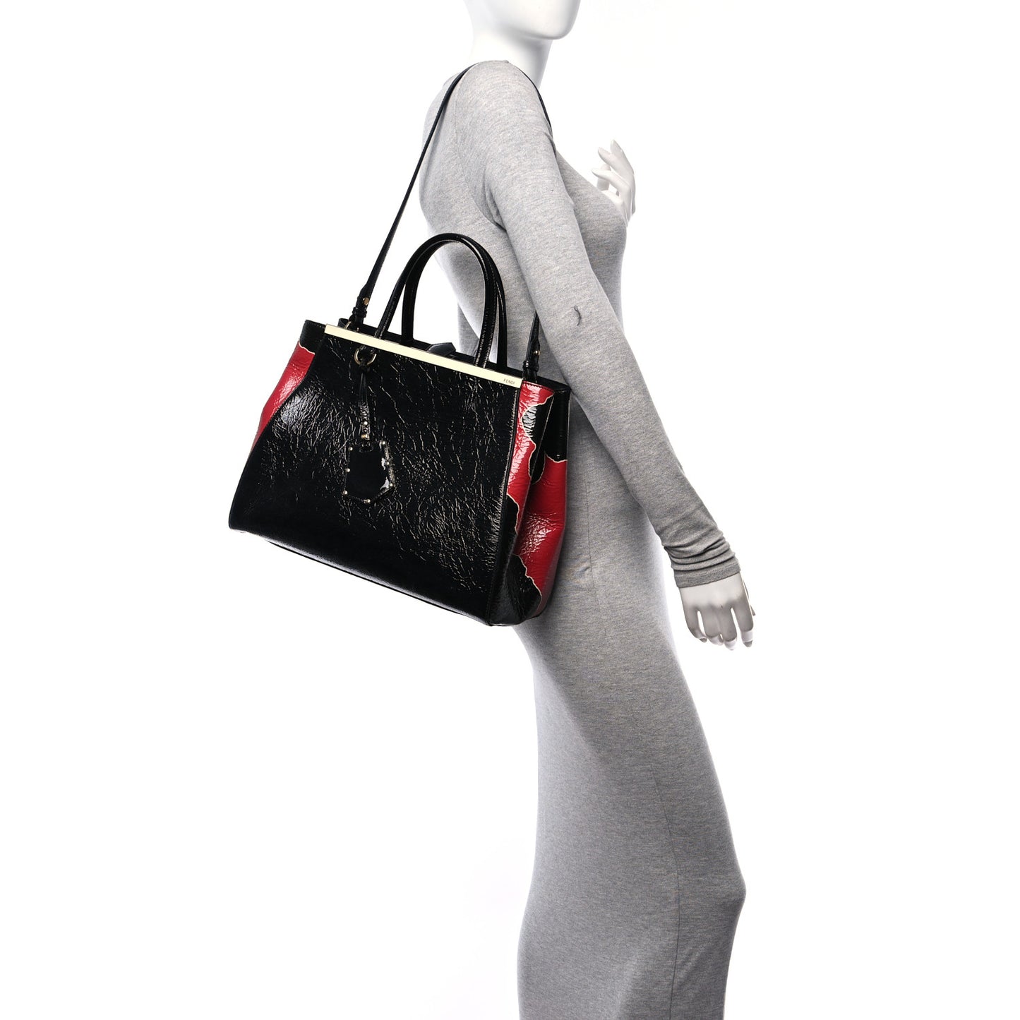 Patent Regular 2Jours Tote Black Red Milk