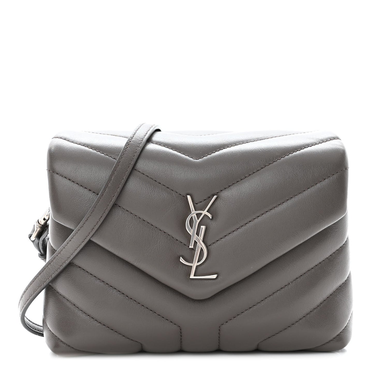 Calfskin Y Quilted Monogram Toy Loulou Crossbody Bag Grey Kaki