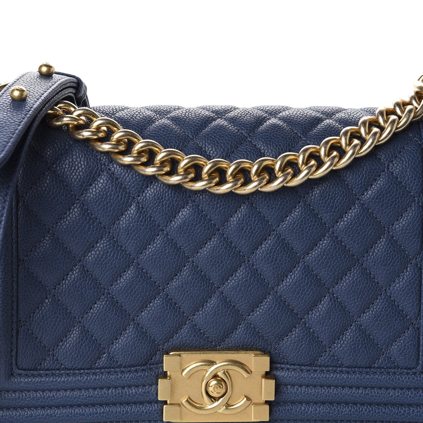 Caviar Quilted Medium Boy Flap Blue