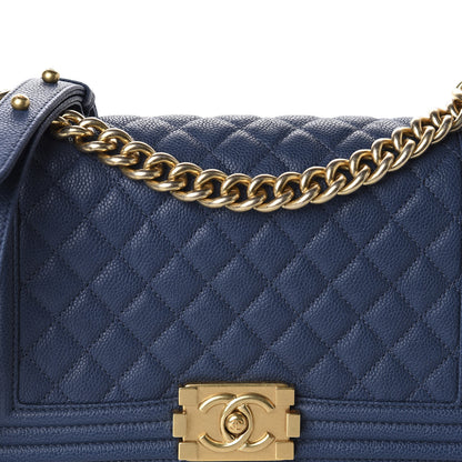 Chanel Caviar Quilted Medium Boy Flap Blue 10 of 11