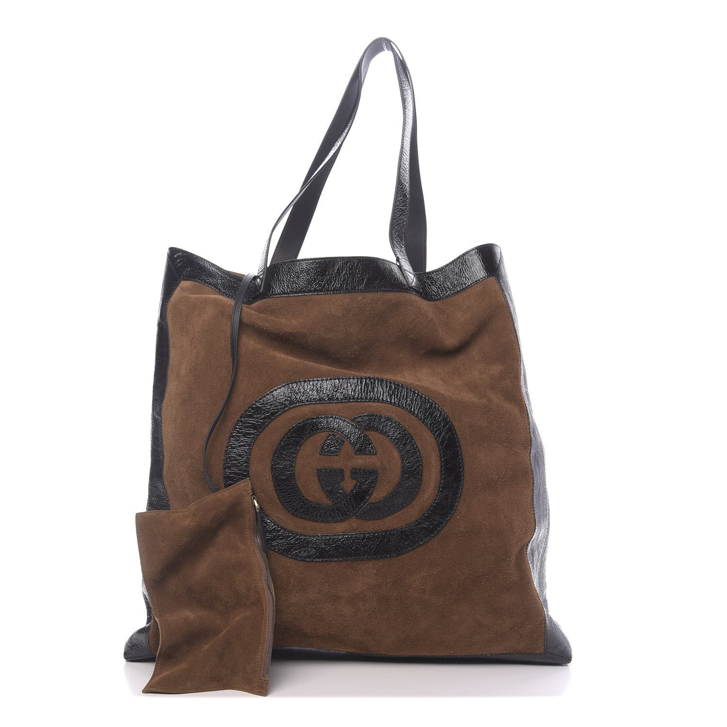 Suede Large Ophidia Vertical Shopping Tote Chestnut
