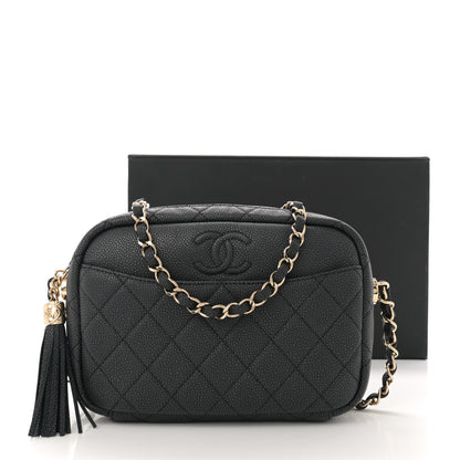 Chanel Iridescent Caviar Quilted Small Coco Tassel Camera Case Black 11 of 11