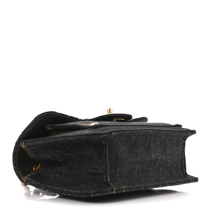 Chanel Denim Quilted Double You Mini Flap Black Golden 4 of 11