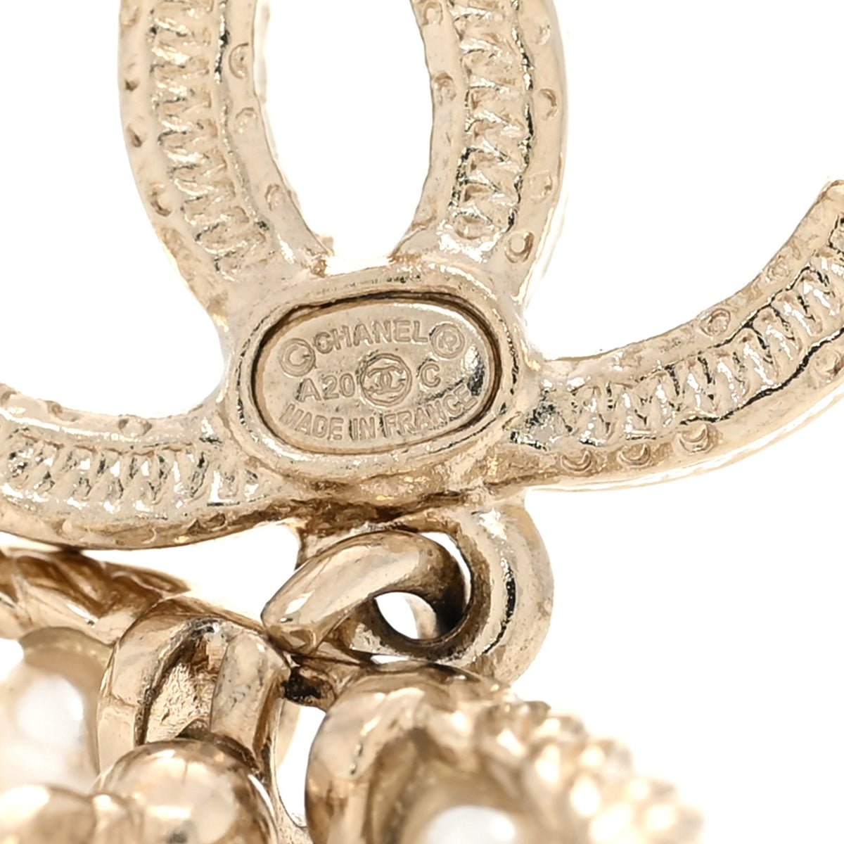 Chanel Crystal Pearl Chanel Charms CC Drop Earrings Gold 4 of 5