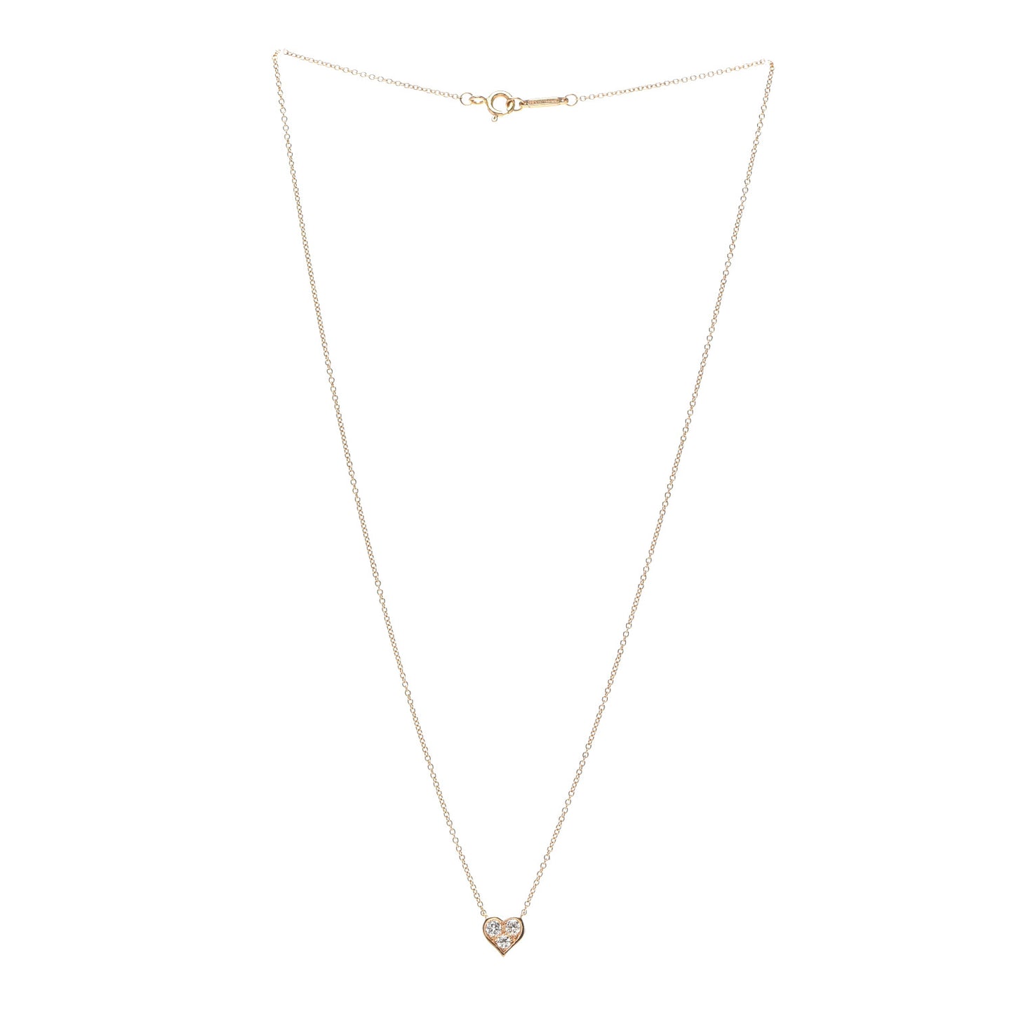 18K Rose Gold Diamond Heart Pendant Necklace