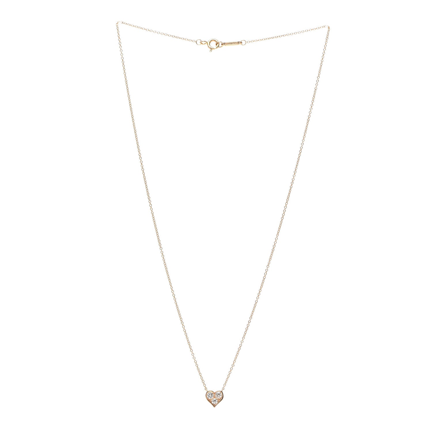 Tiffany 18K Rose Gold Diamond Heart Pendant Necklace 3 of 6