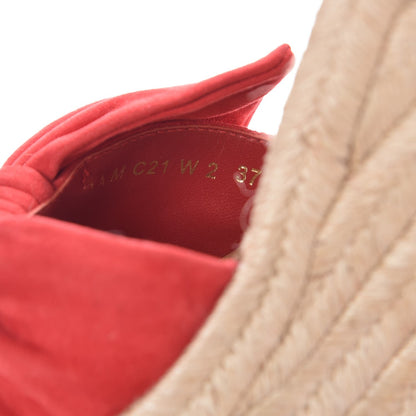 Valentino Garavani Suede Calfskin Tropical Bow Espadrille Platform Wedge Sandals 37 Red 8 of 9