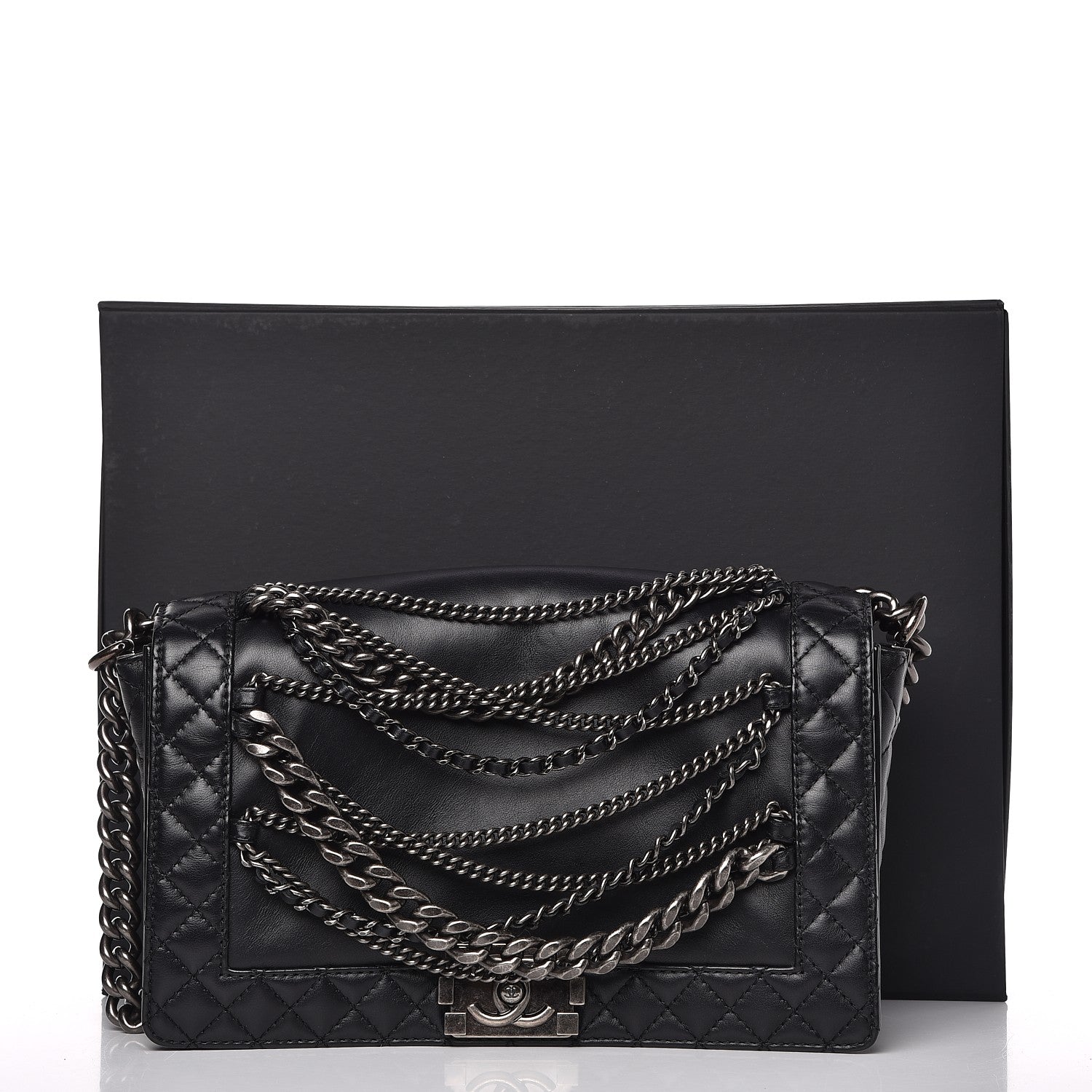 Chanel Calfskin Enchained Medium Boy Flap Black 8 of 8