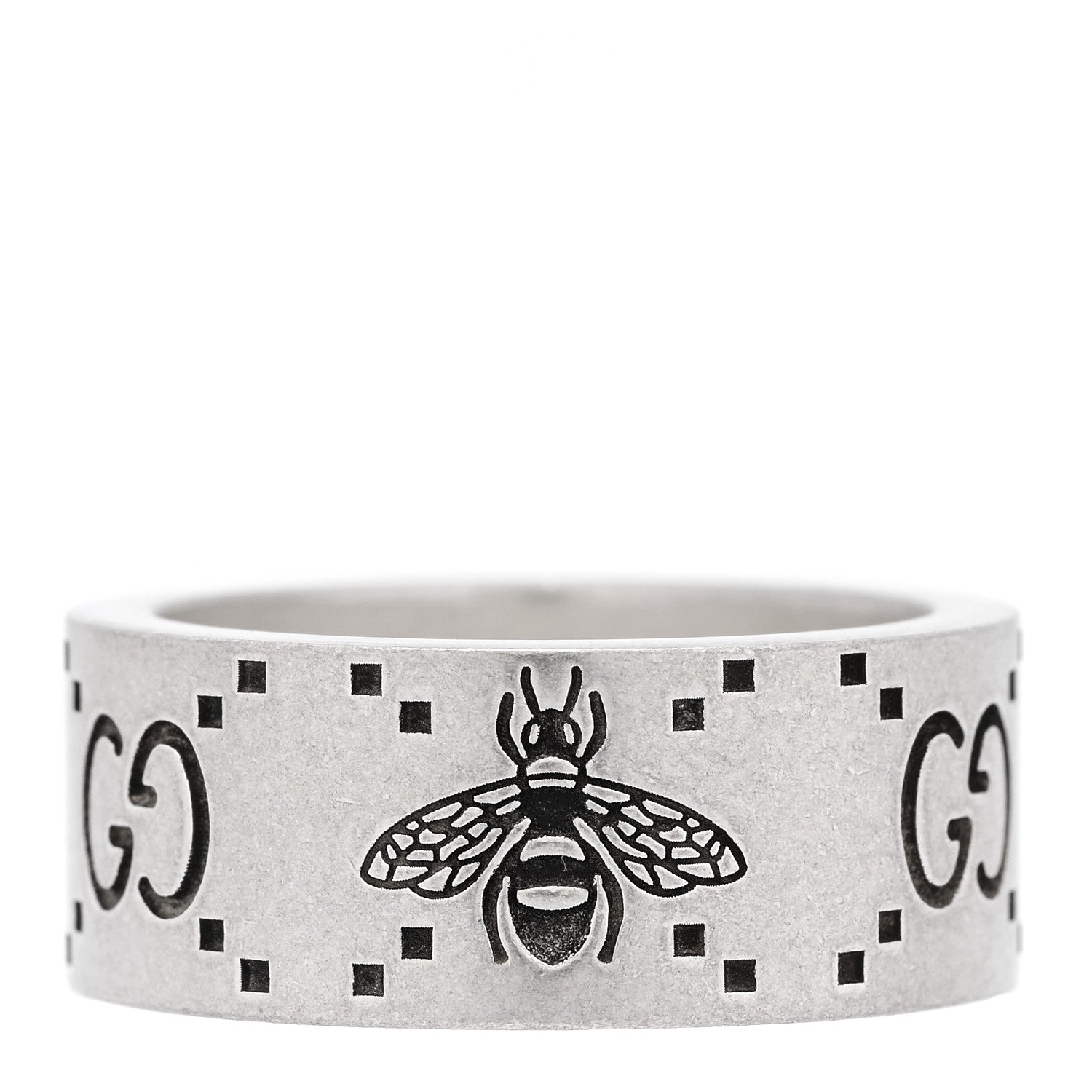 Gucci Sterling Silver GG Bee Band Ring 58 8.25 1 of 6