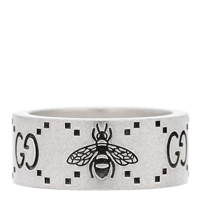 Gucci Sterling Silver GG Bee Band Ring 58 8.25 1 of 6