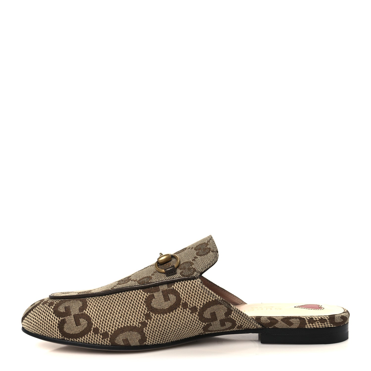 Gucci Monogram Jumbo GG Malaga Kid Womens Princetown Slippers 37.5 Camel Ebony New Acero Beige 1 of 10