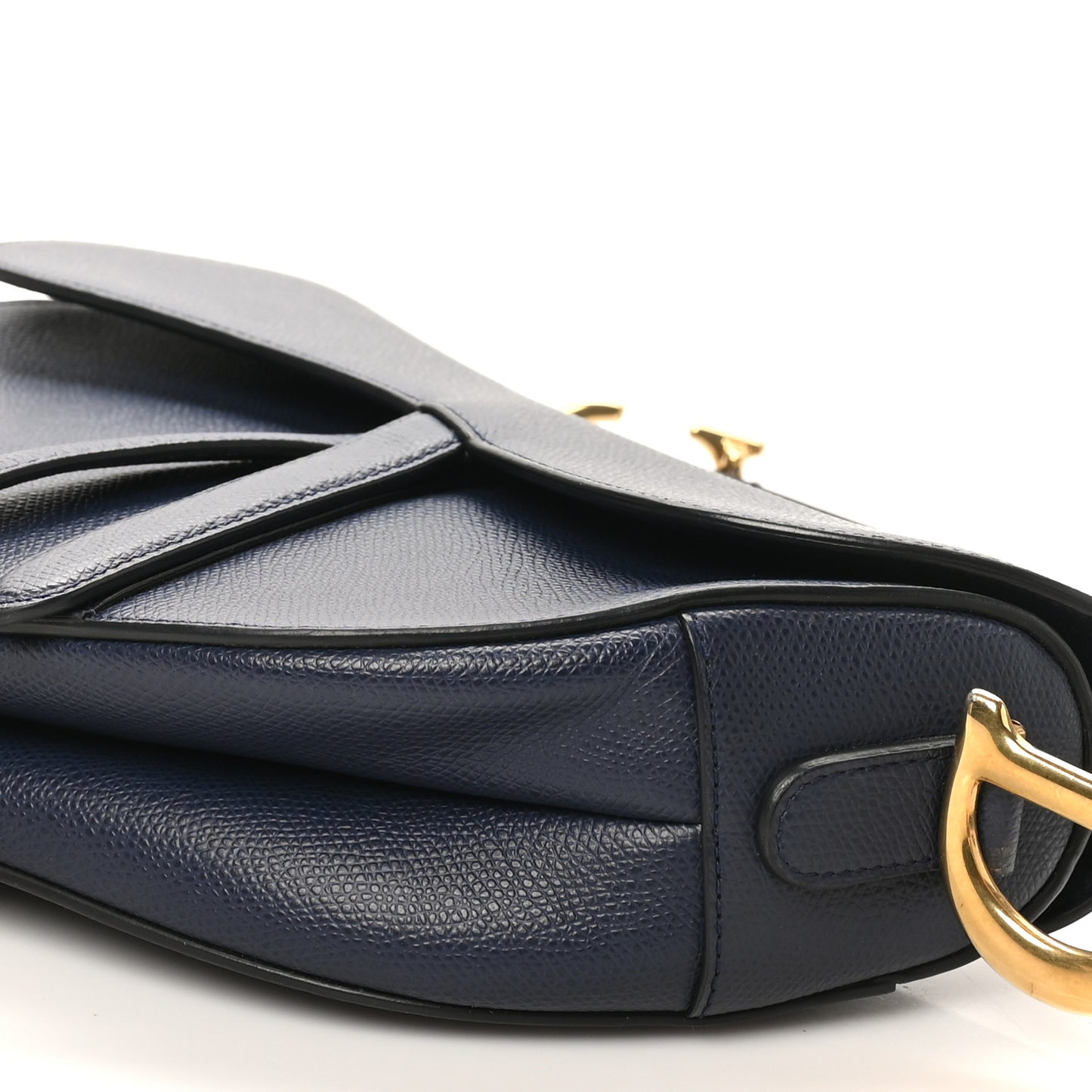 Grained Calfskin Saddle Bag Navy
