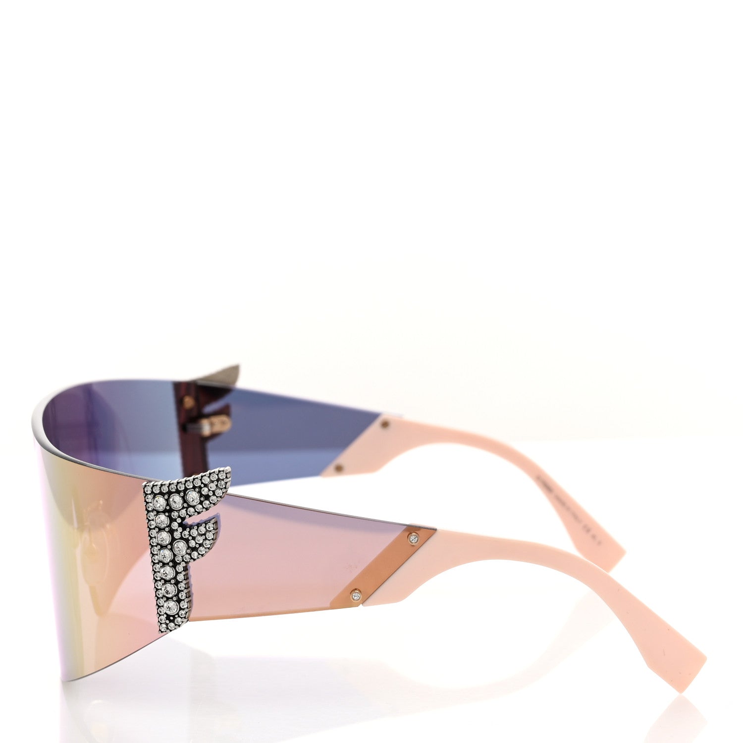 Fendi Mirrored Crystal Embellished FFreedom Shield Sunglasses FF 0382/S Pink 3 of 8