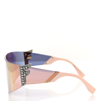 Fendi Mirrored Crystal Embellished FFreedom Shield Sunglasses FF 0382/S Pink 3 of 8
