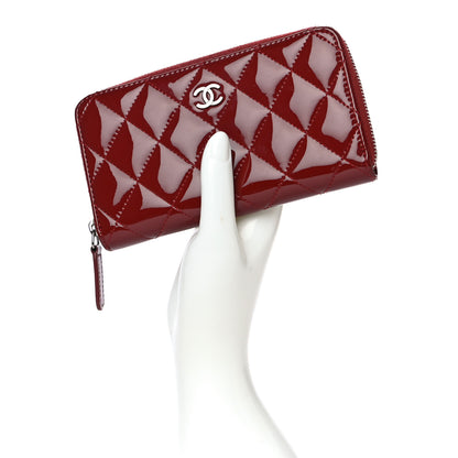 Chanel Patent Quilted Large Gusset Zip Around Wallet Red 2 of 13