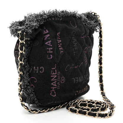 Chanel Denim Quilted Mood Small Bucket With Chain Black Multicolor 3 of 10